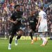 Mohammed Kudus of Tottenham Hotspur celebrates scoring his team's second goal during the Premier League match between Leeds United and Tottenham Hotspurs (Photo by Stu Forster/Getty Images)