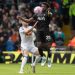 Mohammed Kudus (20) of Tottenham Hotspur F.C. chests the ball during the Premier League match between Leeds United and Tottenham Hotspur at Elland Road (Photo by Mike Morese/MI News/NurPhoto via Getty Images)