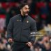Ruben Amorim, Manager of Manchester United, celebrates as his team go 1-0 up during the Premier League match between Manchester United and Brighton & Hove Albion (Photo by Carl Recine/Getty Images)