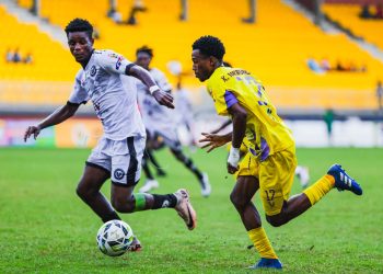 Shot from Medeama (yellow) game against All Blacks Photo Courtesy: Medeama SC