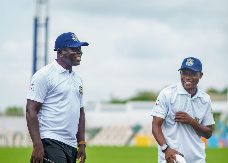 Nations FC Assistant Head Coach Aboagye Dacosta (right) with Nations FC Head Coach Frimpong Manso (left) Photo Courtesy: Nations FC