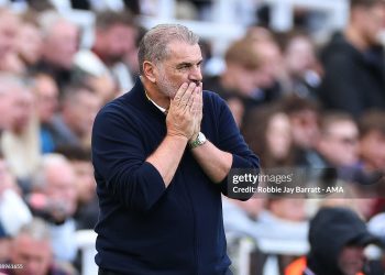 Ange Postecoglou the head coach / manager of Nottingham Forest reacts during the Premier League match between Newcastle United and Nottingham Forest (Photo by Robbie Jay Barratt - AMA/Getty Images)