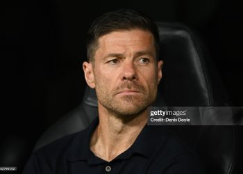 Xabi Alonso, Head Coach of Real Madrid, looks on (Photo by Denis Doyle/Getty Images)