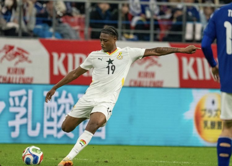 Francis Abu in action against Japan Photo Courtesy: GFA