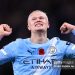 Erling Haaland of Manchester City celebrates after scoring a goal to make it 2-1 during the Premier League match between Manchester City and Bournemouth (Photo by Robbie Jay Barratt - AMA/Getty Images)
