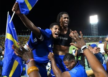 Curaçao players celebrate World Cup 2026 qualification after a 0-0 draw with Jamaica at the National Stadium in Kingston Photo Courtesy: Getty Images