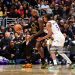 LeBron James #23 of the Los Angeles Lakers dribbles the ball during the game against the Utah Jazz (Photo by Adam Pantozzi/NBAE via Getty Images)