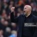 Liverpool's Dutch manager Arne Slot reacts during the English Premier League football match between Liverpool and Nottingham Forest (Photo by Darren Staples / AFP via Getty Images)