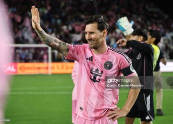 Lionel Messi #10 of Inter Miami CF celebrates after winning and becoming conference champions following the Audi 2025 MLS Cup eastern conference final match between Inter Miami CF and New York City FC (Photo by Carmen Mandato/Getty Images)