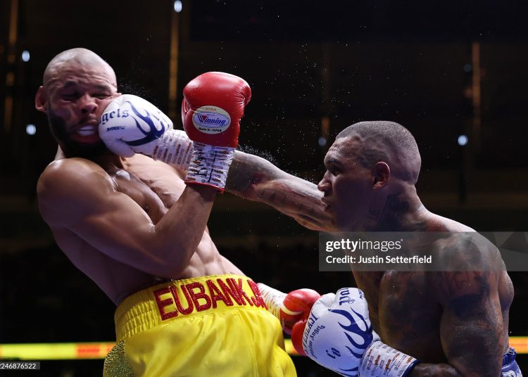 Conor Benn punches Chris Eubank Jr during their middleweight fight on the ‘Unfinished Business’ fight card (Photo by Justin Setterfield/Getty Images)