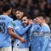 Manchester City's Rayan Cherki celebrates scoring the opening goal with Tijjani Reijnders Phil Foden and Divine Mukasa  during the Carabao Cup Quarter Final match between Manchester City and Brentford (Photo by Lee Parker - CameraSport via Getty Images)