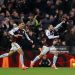 Emi Buendia of Aston Villa (R) celebrates scoring his team's second goal with teammate Morgan Rogers (L) during the Premier League match between Aston Villa and Arsenal (Photo by Alex Pantling/Getty Images)