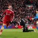 Florian Wirtz of Liverpool celebrates scoring his team's second goal during the Premier League match between Liverpool and Wolverhampton Wanderers (Photo by Carl Recine/Getty Images)
