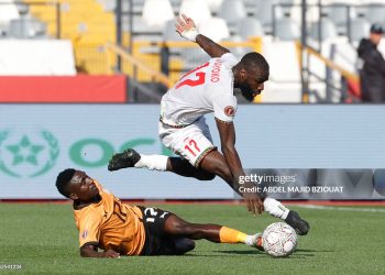 Mali's forward #17 Lassine Sinayoko (R) fights for the ball with Zambia's midfielder #17 Kings Kangwa (L) during the Africa Cup of Nations (AFCON) Group A football match between Mali and Zambia (Photo by Abdel Majid BZIOUAT / AFP via Getty Images)