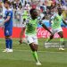 Nigeria's forward Ahmed Musa celebrates after scoring their opener during the Russia 2018 World Cup Group D football match between Nigeria and Iceland (Photo credit: MARK RALSTON/AFP via Getty Images)
