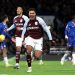 Ollie Watkins of Aston Villa celebrates scoring his team's first goal during the Premier League match between Chelsea and Aston Villa (Photo by Neville Williams/Aston Villa FC via Getty Images)