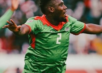 Lassina Traore after scoring. Photo Courtesy: CAF Media