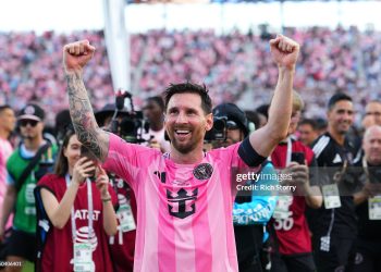Lionel Messi #10 of Inter Miami CF celebrates after winning and becoming champion following the Audi 2025 MLS Cup Final match between Inter Miami CF and Vancouver Whitecaps FC (Photo by Rich Storry/Getty Images)