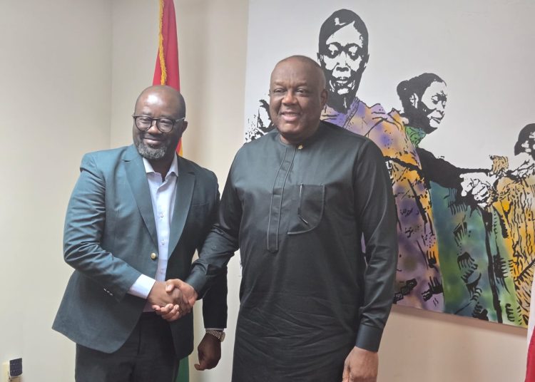 GFA President Kurt Okraku together with  Ghana’s Ambassador to the United States, Victor Emmanuel Smith