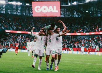 Ibrahim Maza after scoring . Photo Courtesy: Algeria FC X
