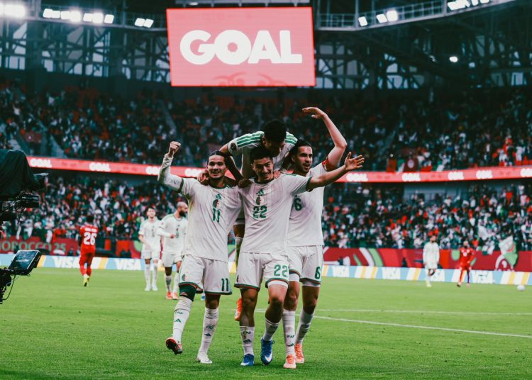 Ibrahim Maza after scoring . Photo Courtesy: Algeria FC X