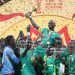 Senegalese players raise the trophy after winning the 35th Africa Cup of Nations (AFCON 2025) final match against Morocco at the Prince Moulay Abdellah Stadium in the capital Rabat, Morocco on January 19, 2026. Senegal won the 35th Africa Cup of Nations title on Sunday, defeating hosts Morocco 1-0 after extra time (Photo by Samah Zidan/Anadolu via Getty Images)