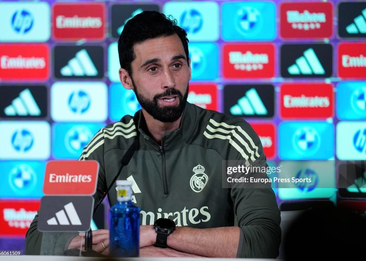 Alvaro Arbeloa, head coach of Real Madrid, attends his press conference during the training day of Real Madrid ahead the Spanish Cup, Copa del Rey, football match against Albacete Balompie at Ciudad Deportiva Real Madrid (Photo By Dennis Agyeman/Europa Press via Getty Images)