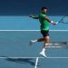 Novak Djokovic of Serbia plays a backhand in the Men's Singles Quarterfinal against Lorenzo Musetti of Italy during day 11 of the 2026 Australian Open (Photo by Kelly Defina/Getty Images)
