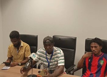 Emmanuel Aidoo during the post game presser