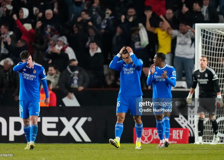Gonzalo Garcia right winger of Real Madrid and Spain dejected after Albacete´s second goal during the Copa del Rey round of 16 match between Albacete Balompie and Real Madrid (Photo by Jose Breton/Pics Action/NurPhoto via Getty Images)