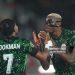 Victor James Osimhen of Nigeria and Ademola Olajide Lookman of Nigeria gestures  during the AFCON Group C match between Mozambique and  Nigeria (Photo by Ulrik Pedersen/NurPhoto via Getty Images)