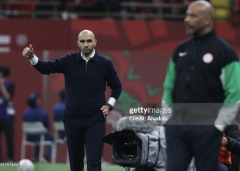 Head coach of Morocco, Walid Regragui follows the AFCON 2025 semi final match between Morocco and Nigeria (Photo by Fareed Kotb/Anadolu via Getty Images)
