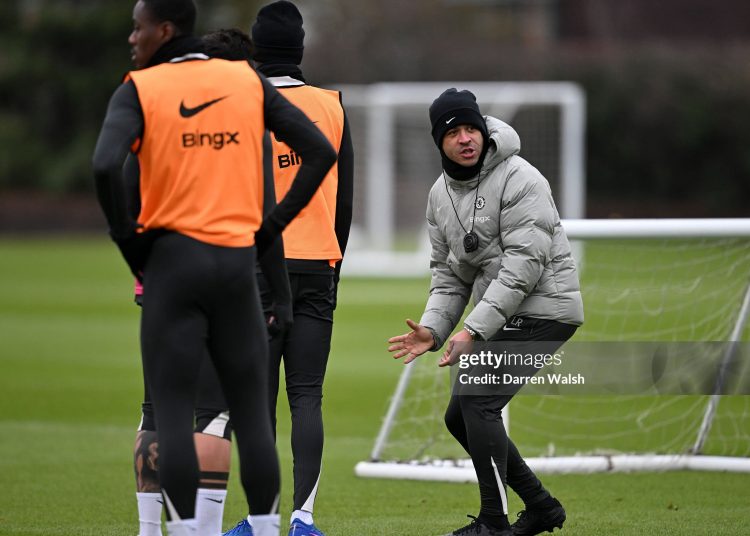 Head Coach Liam Rosenior of Chelsea during a training session at Chelsea Training Ground (Photo by Darren Walsh/Chelsea FC via Getty Images)