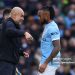 Pep Guardiola, Manager of Manchester City speaks to Antoine Semenyo of Manchester City on the side line during the Premier League match between Manchester City and Wolverhampton Wanderers. (Photo by Ed Sykes/Sportsphoto/Allstar via Getty Images)