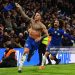 Enzo Fernandez (L) of Chelsea celebrates scoring his side's third goal with team-mate Marc Cucurella during the Premier League match between Chelsea and West Ham United (Photo by Chris Brunskill/Fantasista/Getty Images)