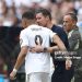 Kylian Mbappe #9 of Real Madrid C.F. speaks with Xabi Alonso, Head Coach of Real Madrid C.F.,  as he enters the pitch during the FIFA Club World Cup 2025 round of 16 match between Real Madrid CF and Juventus FC (Photo by Megan Briggs/Getty Images)