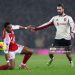Jurrien Timber of Arsenal battles for possession with Dominik Szoboszlai of Liverpool during the Premier League match between Arsenal and Liverpool (Photo by Justin Setterfield/Getty Images)