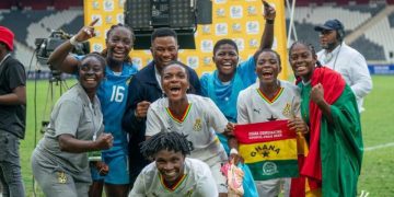 Black Princesses with coach Charles  Sampson after  beating South Africa in return leg  of FIFA Qualifiers . Photo Courtesy: GFA