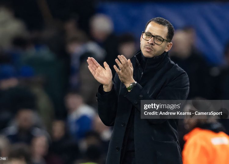Chelsea's manager Liam Rosenior applauds his side's supporters at the end of the match during the Premier League match between Chelsea and Leeds United (Photo by Andrew Kearns - CameraSport via Getty Images)