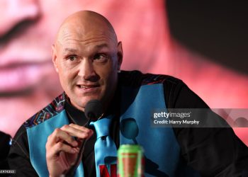 Tyson Fury talks to the media at the Tyson Fury v Arslanbek Makhmudov press conference (Photo by Harry Murphy/Getty Images)
