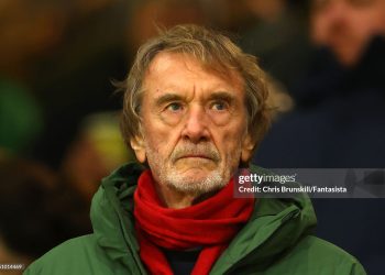 Manchester United co-owner Sir Jim Ratcliffe looks on during the Premier League match between Wolverhampton Wanderers and Manchester United (Photo by Chris Brunskill/Fantasista/Getty Images)