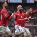 : Bryan Mbeumo of Manchester United celebrates after scoring their side's first goal during the Premier League match between Manchester United and Tottenham Hotspur (Photo by James Gill - Danehouse/Getty Images