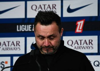 Roberto DE ZERBI head coach of Olympique de Marseille in press conference(Photo by Ewen Gavet/Icon Sport via Getty Images)