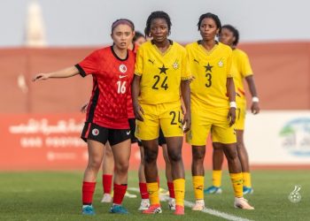 Black Queens in action against Hong Kong in their first Pink Ladies match . Photo Courtesy: GFA
