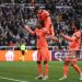 Lamine Yamal of FC Barcelona celebrates scoring his team's first goal with teammates during the UEFA Champions League 2025/26 Round of 16 First Leg match between Newcastle United FC and FC Barcelona (Photo by George Wood/Getty Images)
