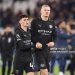 Manchester City's Erling Haaland and Phil Foden at the end of the match during the Premier League match between West Ham United and Manchester City (Photo by Rob Newell - CameraSport via Getty Images)