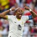 Andre Ayew of Ghana celebrates his side's first goal after the Video Assistant Referee review during the FIFA World Cup Qatar 2022 Group H match between Korea Republic and Ghana (Photo by David Ramos - FIFA/FIFA via Getty Images)