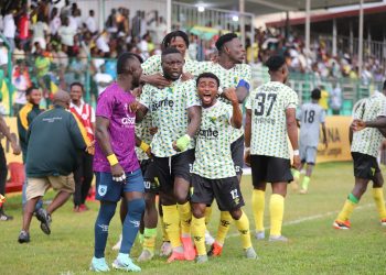 Gold Stars celebrate win over Hearts of Oak Photo Courtesy: Gold Stars