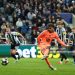 Lamine Yamal of Barcelona scores his team's first goal from the penalty spot during the UEFA Champions League 2025/26 Round of 16 First Leg match between Newcastle United FC and FC Barcelona (Photo by Molly Darlington/Copa/Getty Images)
