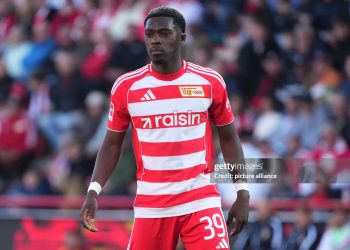 Bundesliga, 1. FC Union Berlin - VfB Stuttgart, Matchday 1, Stadion An der Alten Försterei, Derrick Köhn (1. FC Union Berlin). Photo: Soeren Stache/dpa - IMPORTANT NOTE: In accordance with the regulations of the DFL German Football League (Photo by Soeren Stache/picture alliance via Getty Images)
